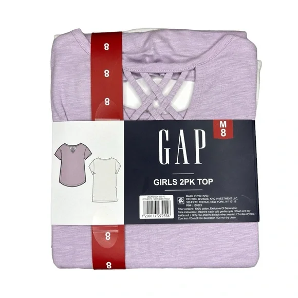 GAP Girl's 2 Pack Short Sleeve Soft Graphic Logo Cut Out Back Tee Size 4/5 & 6/7 - Picture 1 of 8